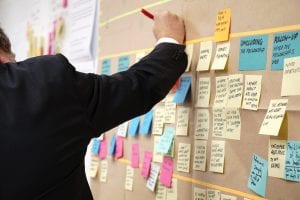 sticky notes on carkboard